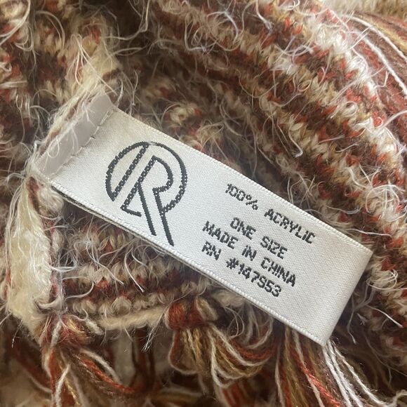 Original USA Women's One Size 100% Acrylic Poncho Brown Red Tan Fringe EUC - Picture 6 of 10